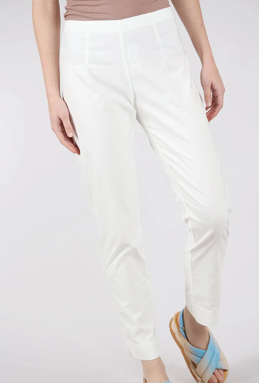 Cotton Linen Twill Slim Pant, Off White Elegant Look