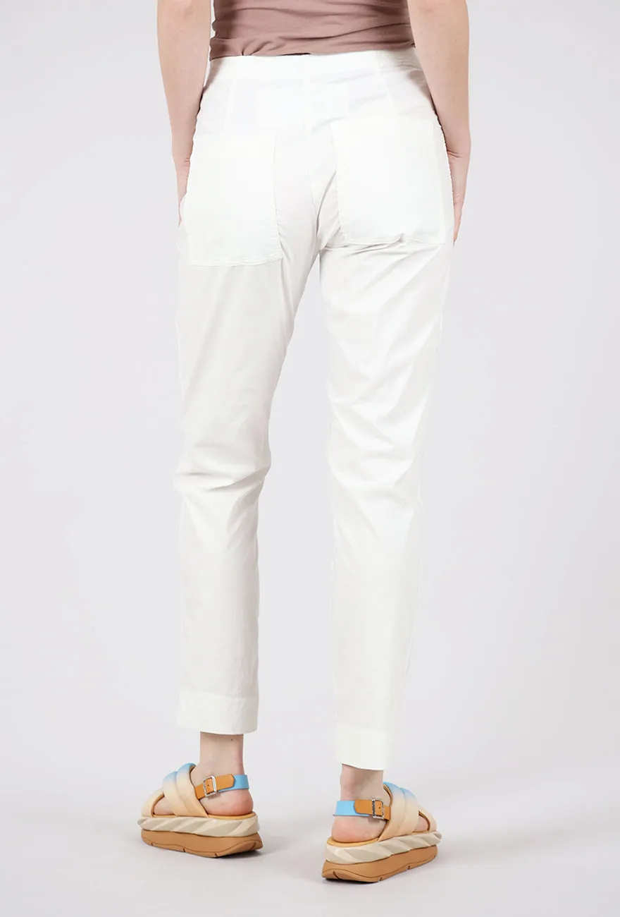 Cotton Linen Twill Slim Pant, Off White Elegant Look