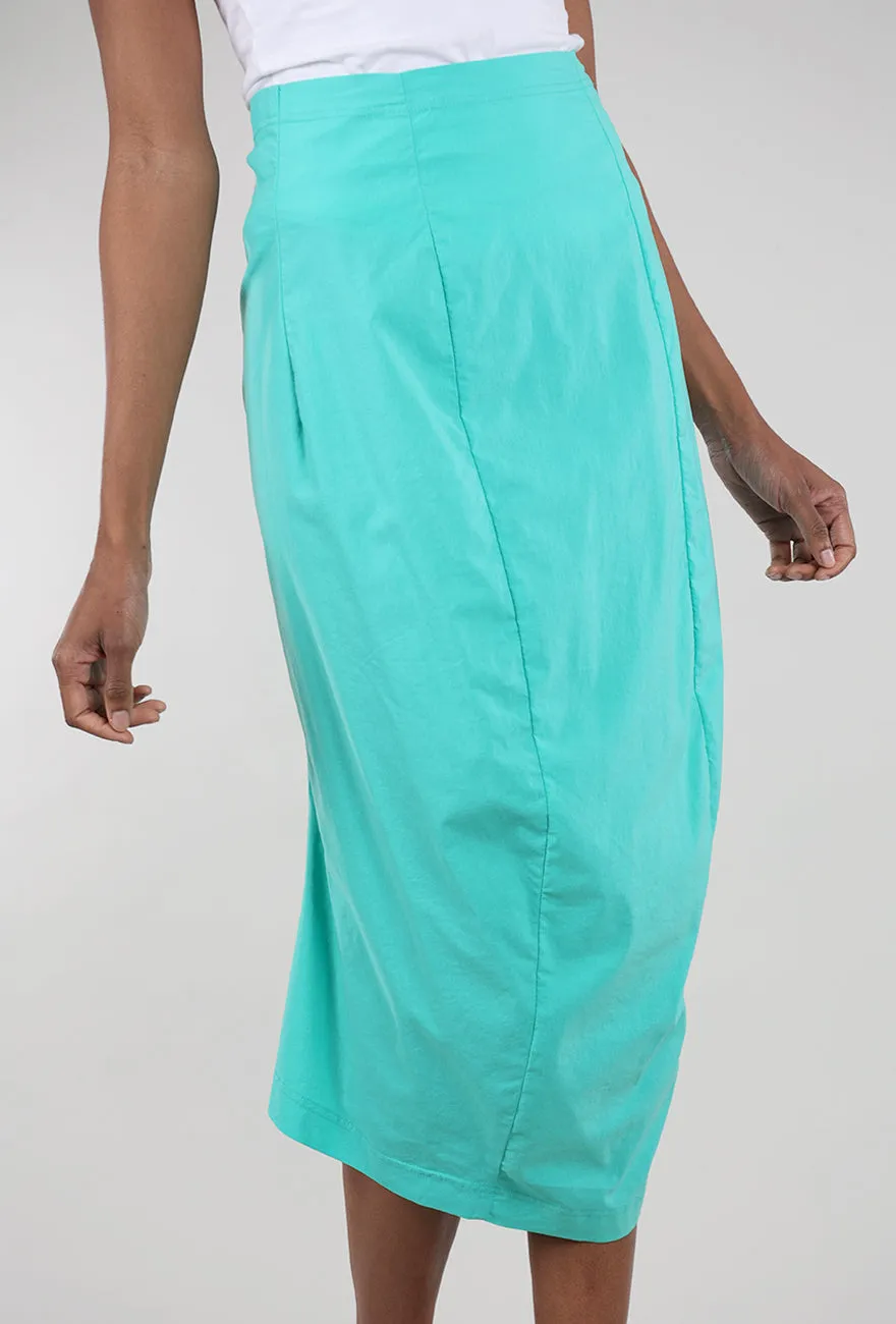 Cotton Linen Twill Slim Skirt, Aqua Cozy Edge