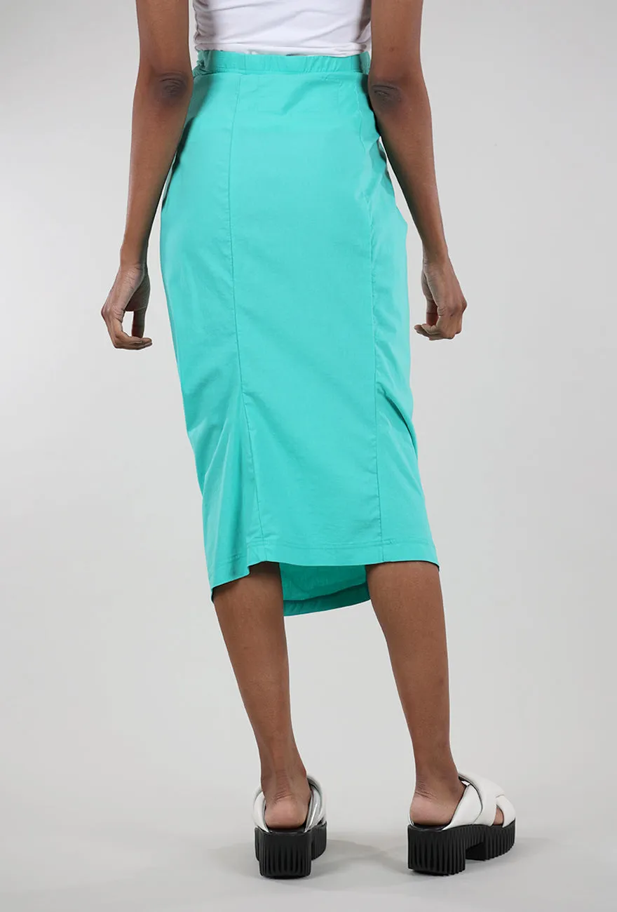 Cotton Linen Twill Slim Skirt, Aqua Cozy Edge