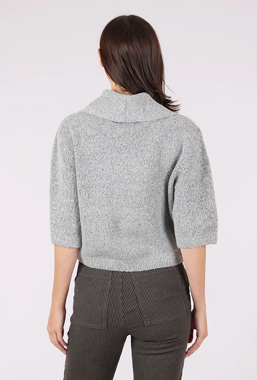 Cotton Skin-Friendly Cutie Collar Sweater, Light Gray