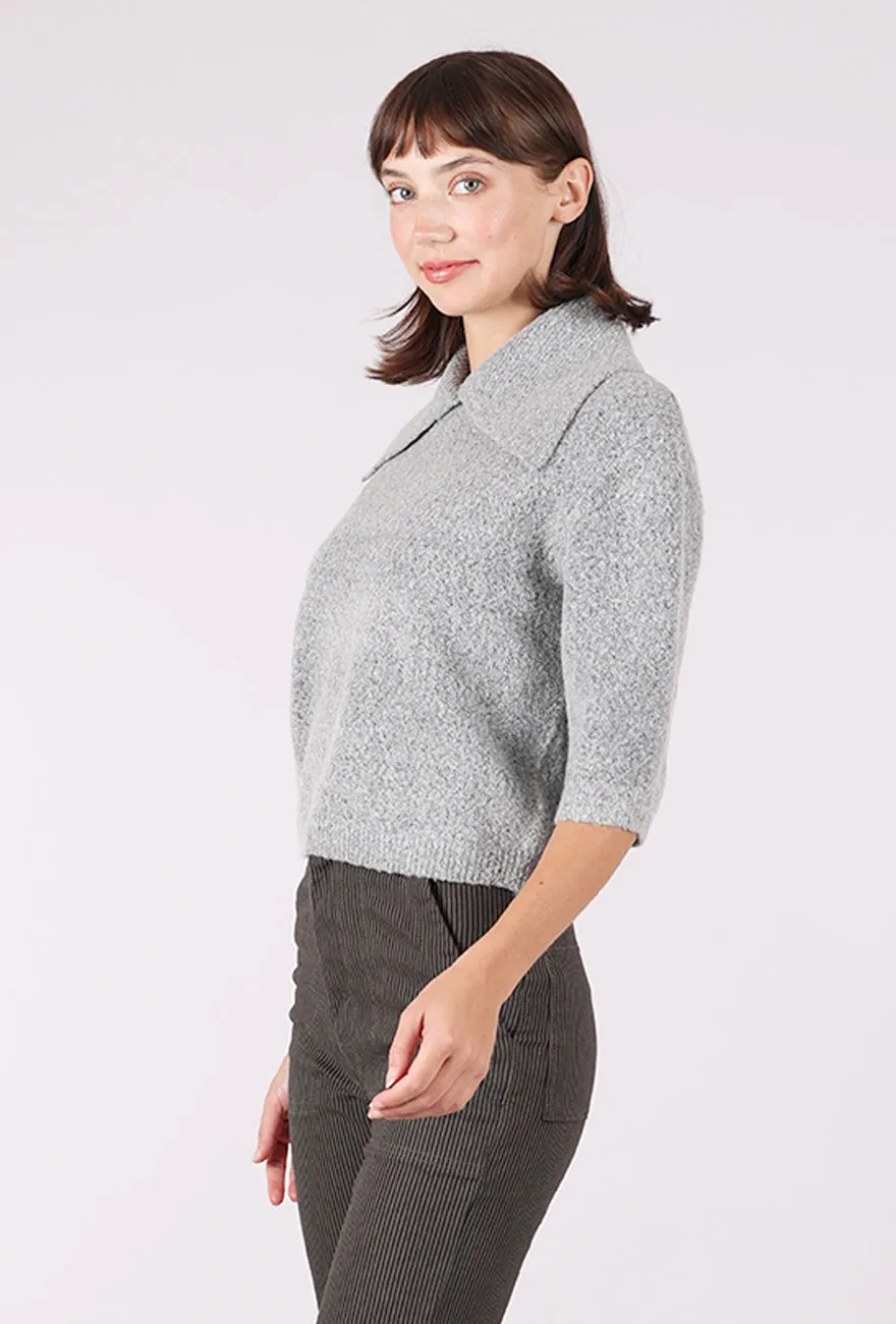 Cotton Skin-Friendly Cutie Collar Sweater, Light Gray