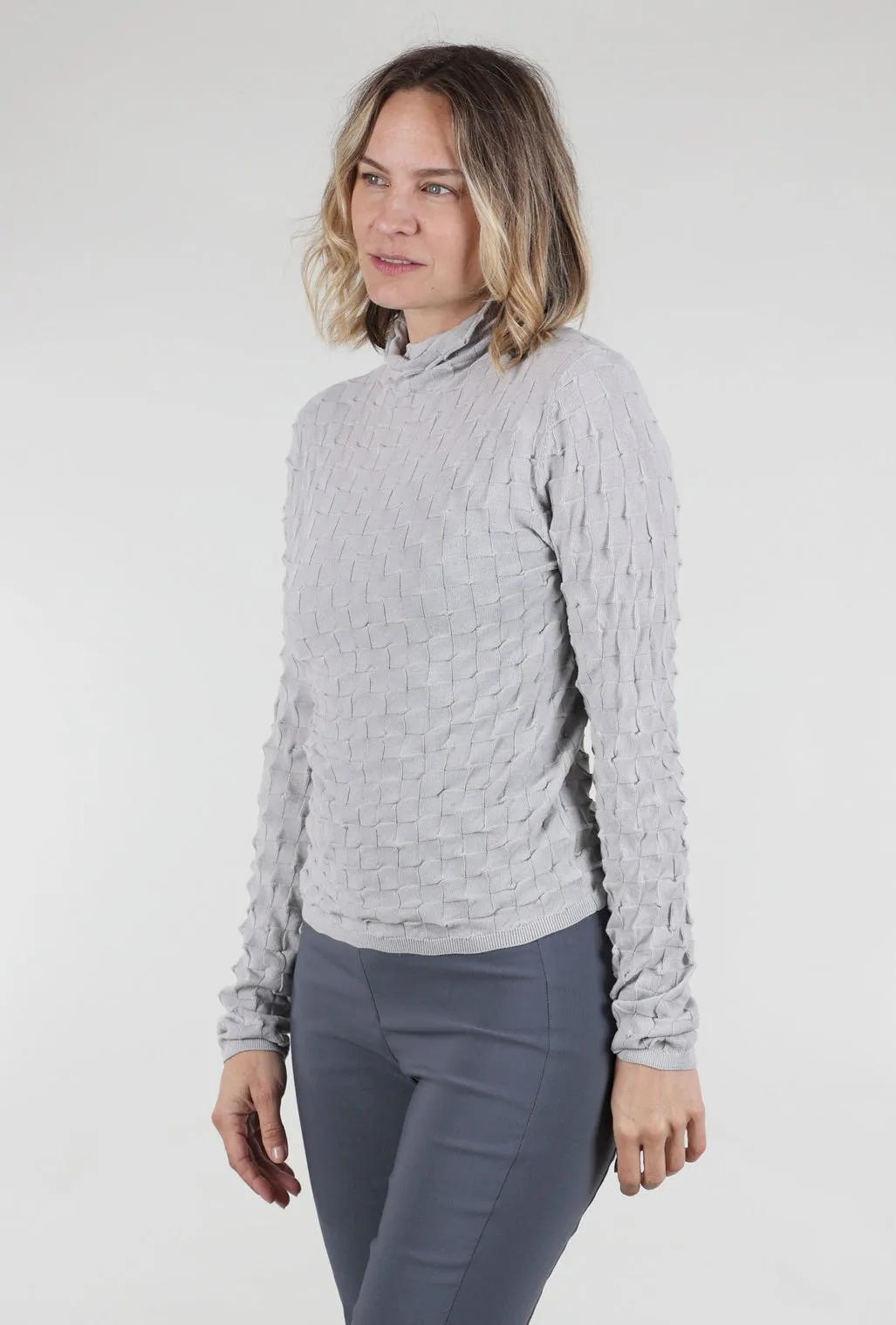 Cotton Skin-Friendly Dimensional Tneck, Gray