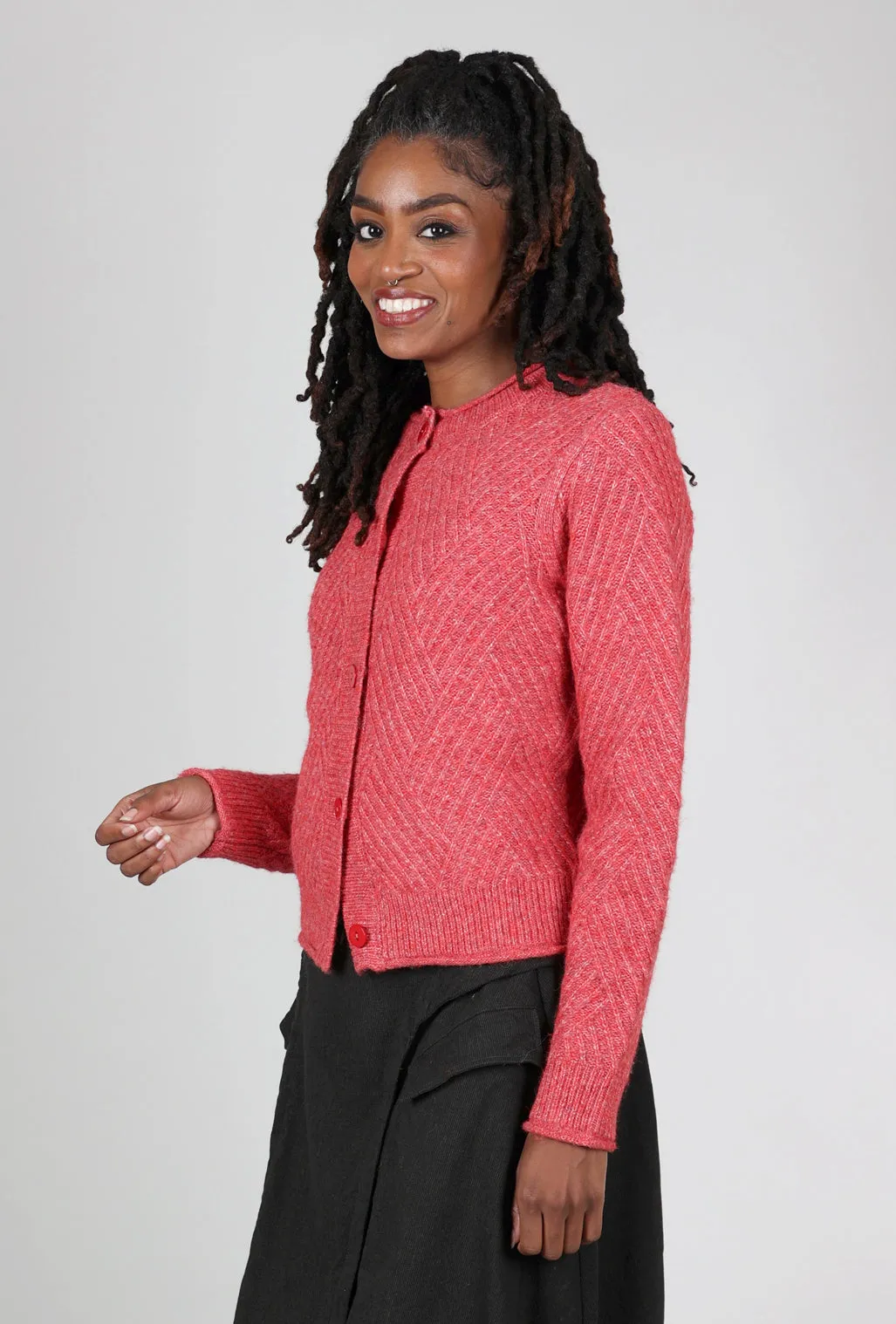 Cotton Skin-Friendly Pauline Cable Cardie, Strawberry