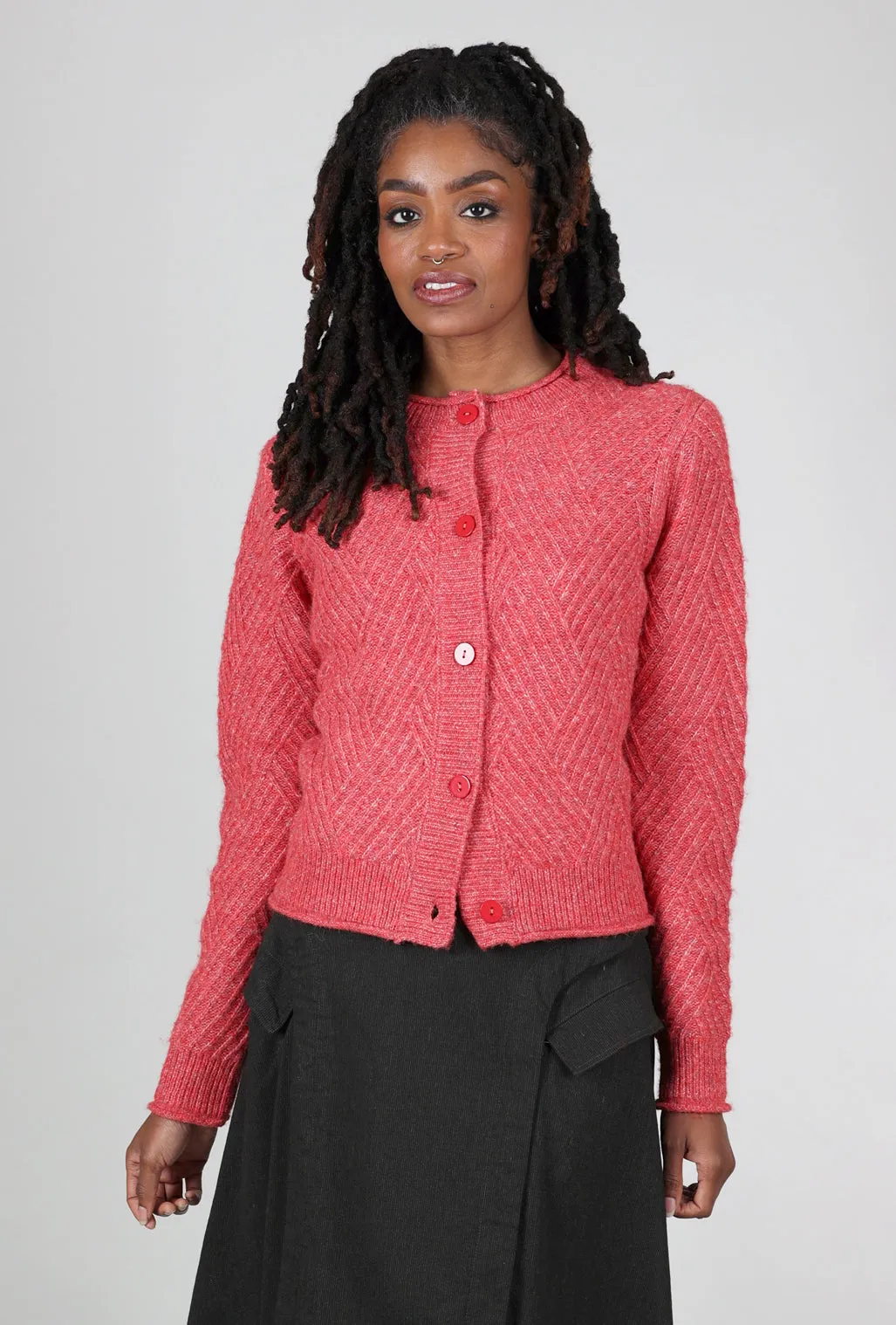 Mood Booster Pauline Cable Cardie, Strawberry