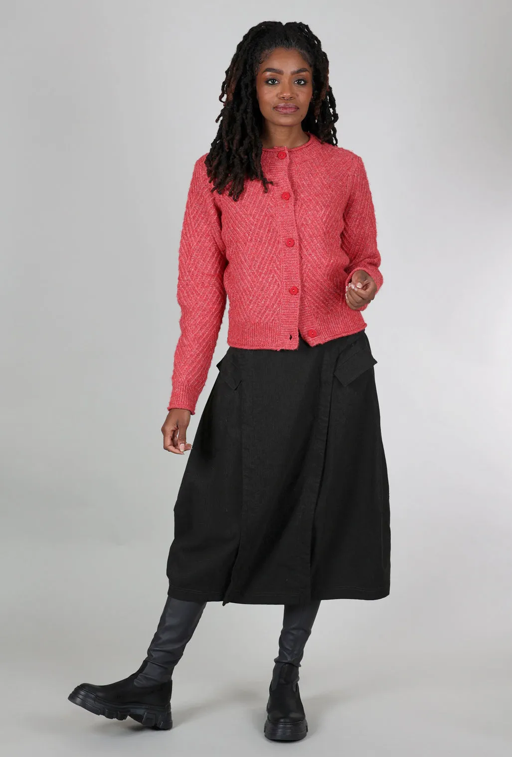 Cotton Skin-Friendly Pauline Cable Cardie, Strawberry