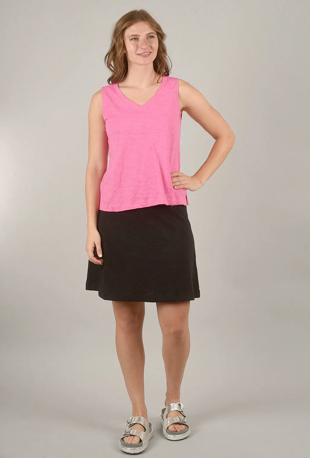Cotton Slub Beach Skirt, Black Soft Balance