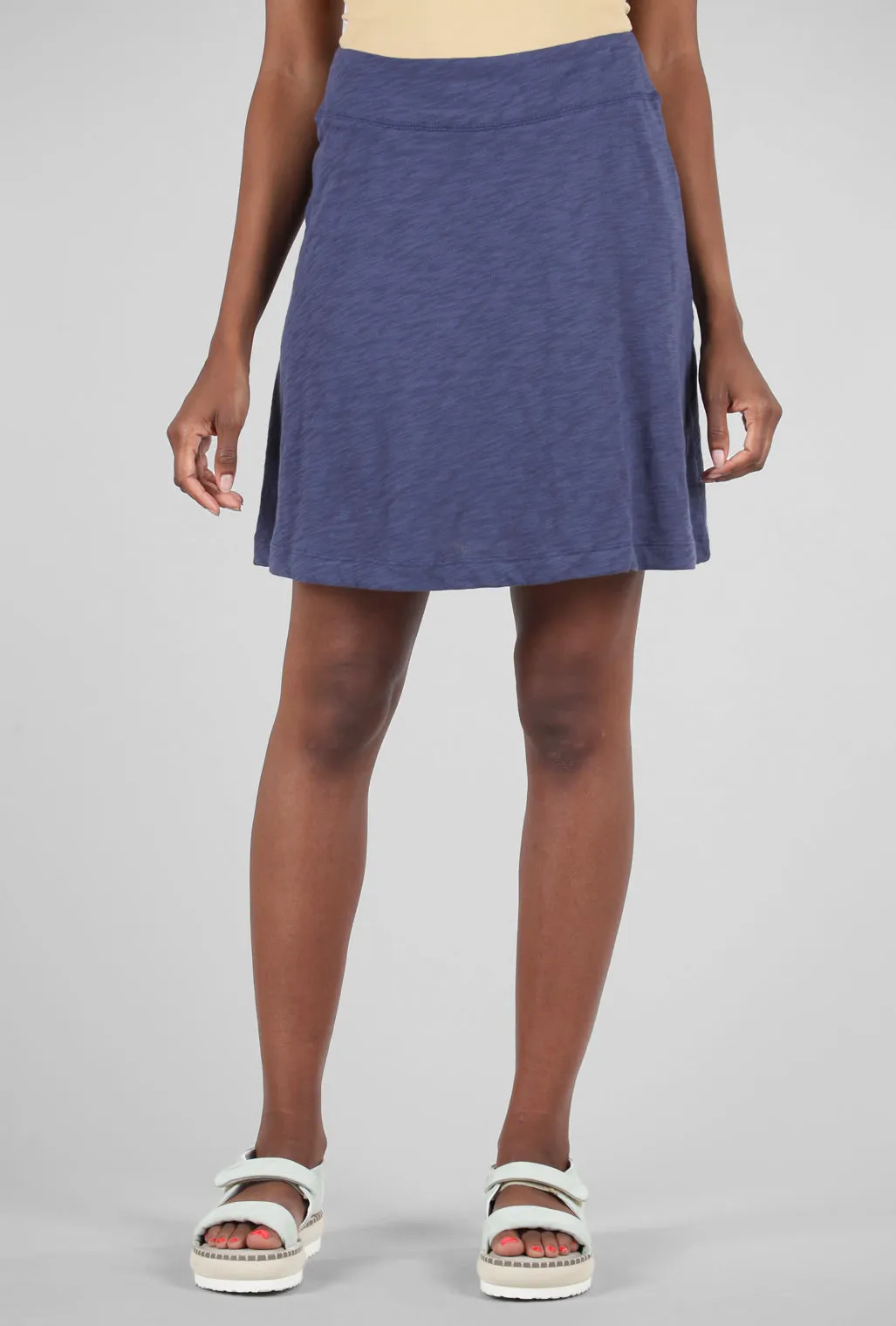 Outfit Shot Soft Tones Cotton Slub Beach Skirt, Navy