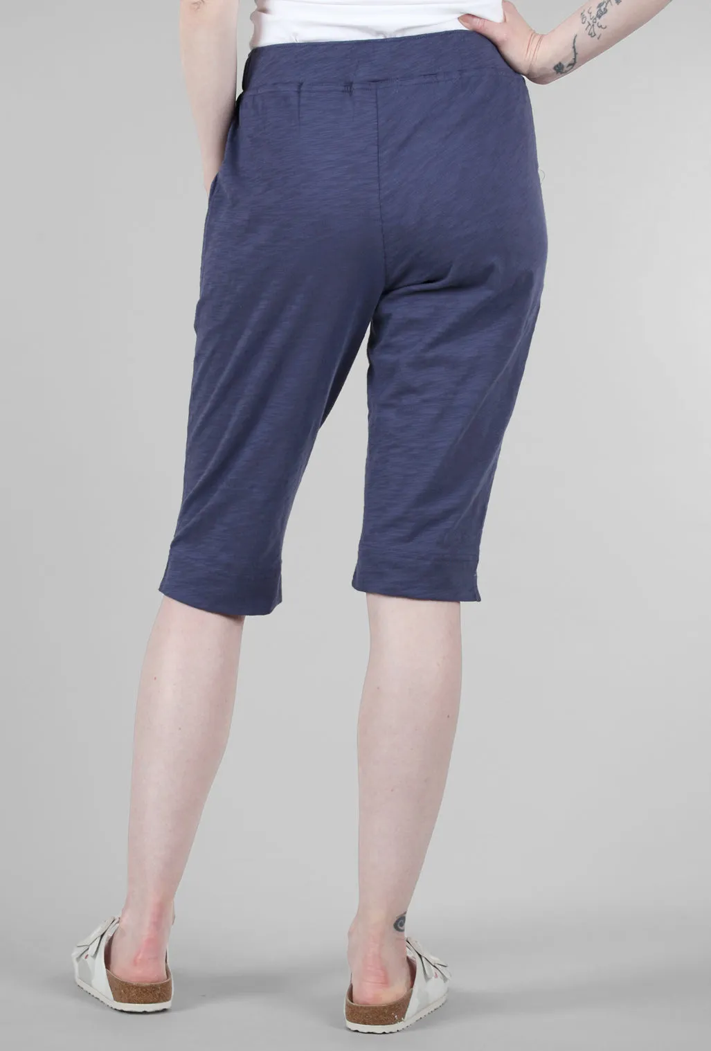 Cotton Slub Pedal Pusher, Navy Sharp Fit