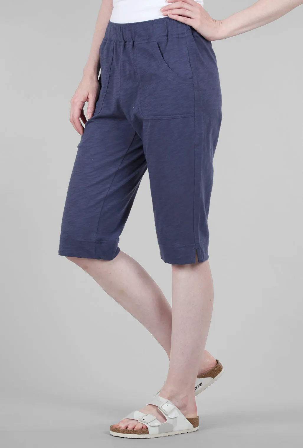 Cotton Slub Pedal Pusher, Navy Sharp Fit
