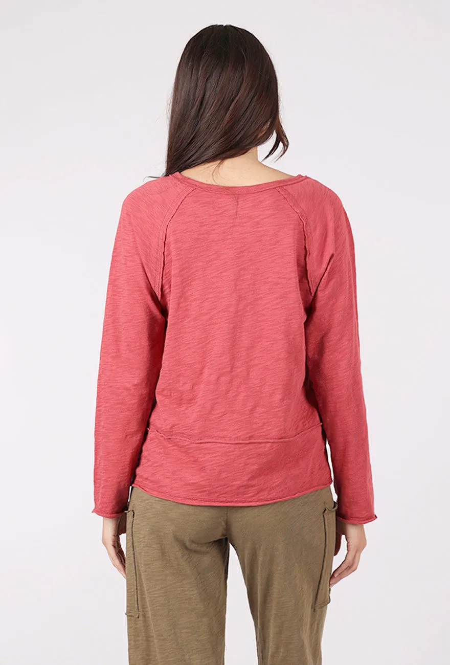 Cotton Slub Pocket Pullover, Garnet Patterned pieces