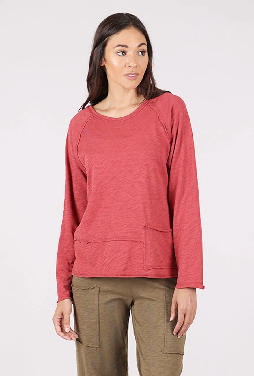 Cotton Slub Pocket Pullover, Garnet Patterned pieces