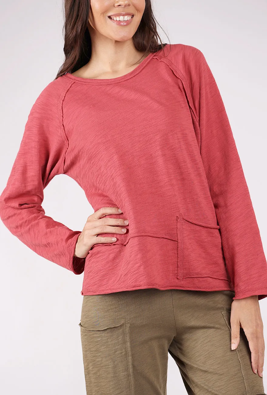 Cotton Slub Pocket Pullover, Garnet Patterned pieces