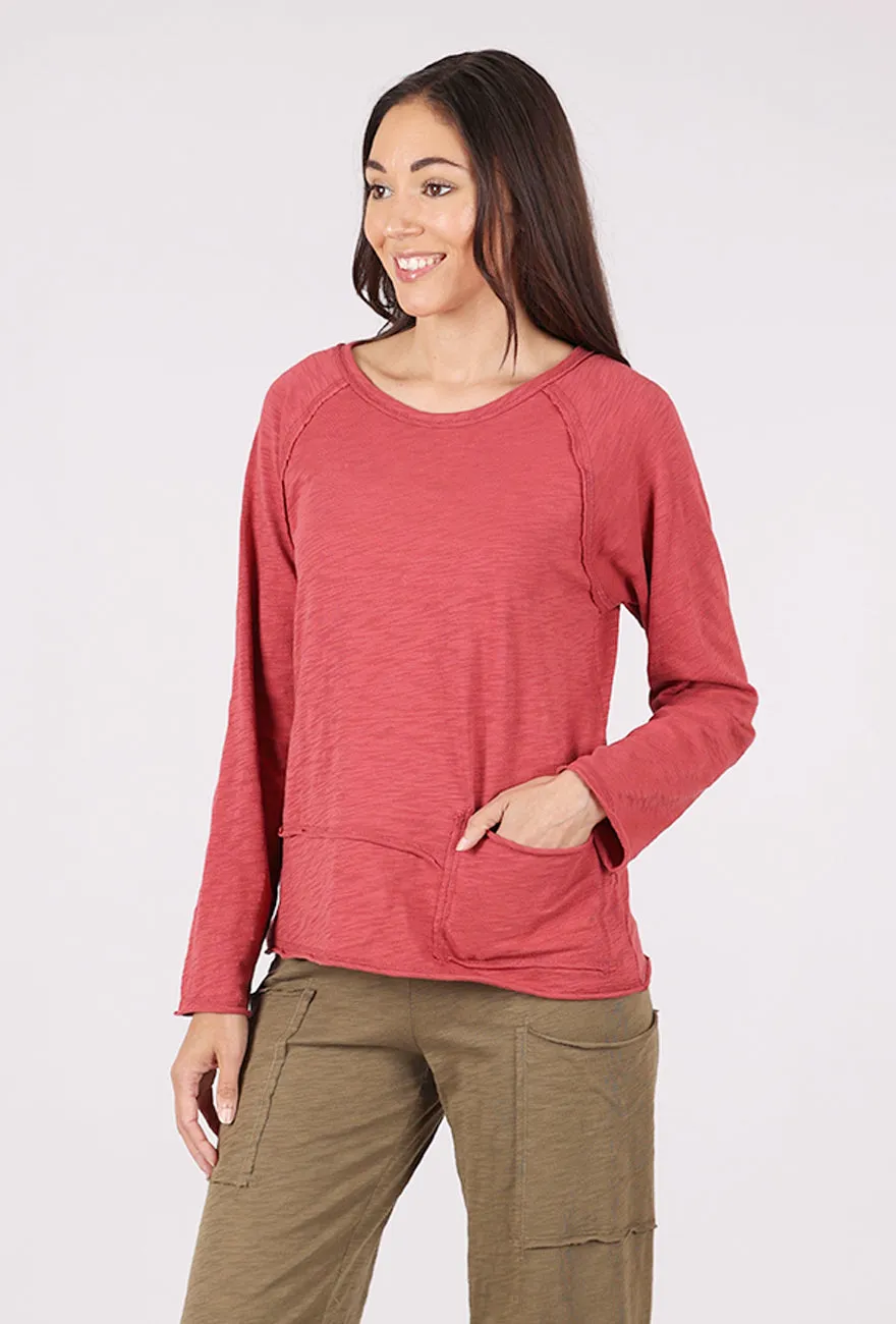 Cotton Slub Pocket Pullover, Garnet Patterned pieces