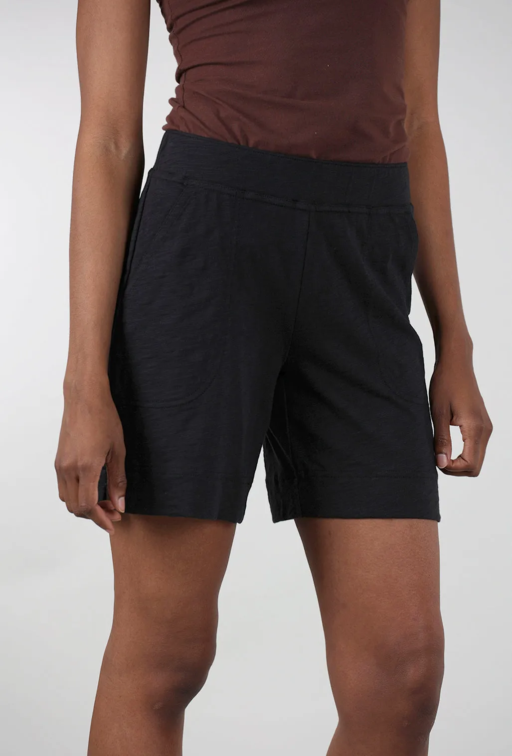 Cotton Slub Short, Black Laidback Comfort