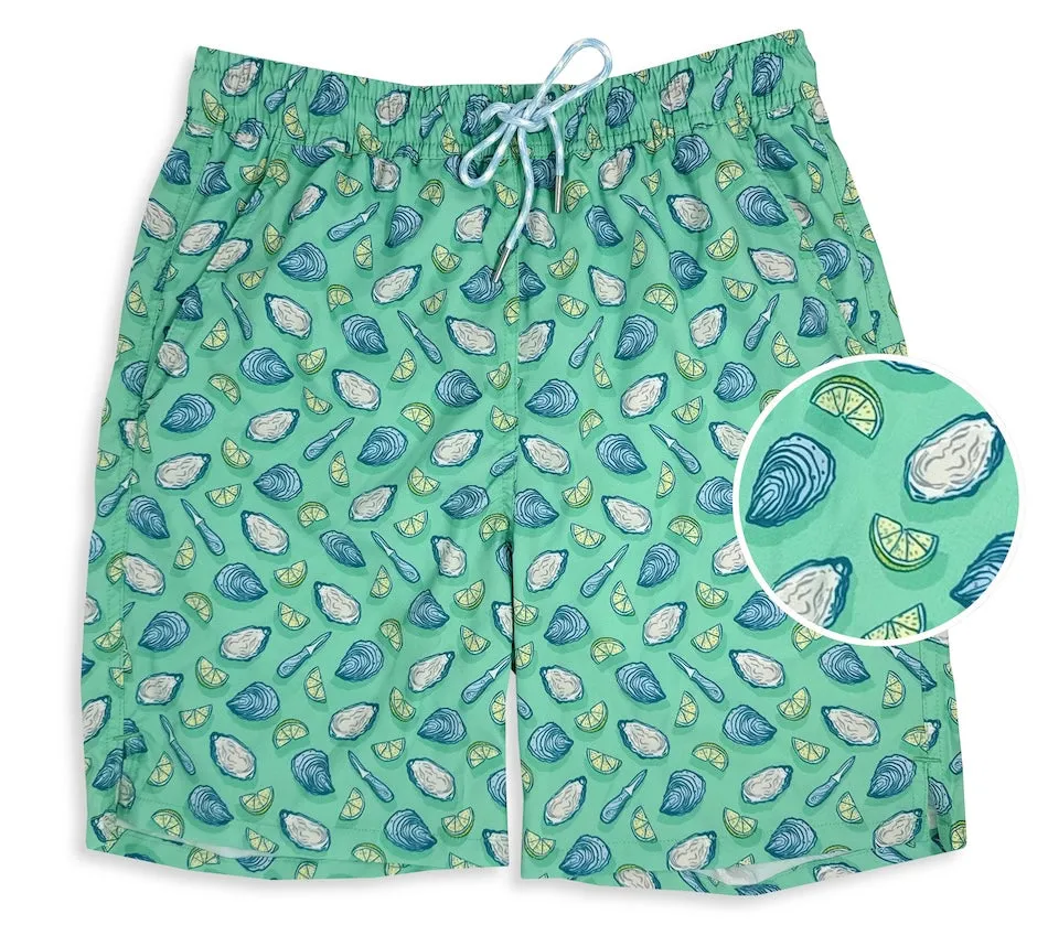 Oyster Affair: Swim Trunks - Mint Socks construction work