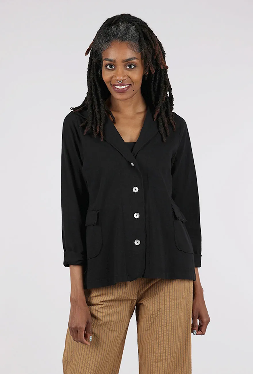 Single Buttons Fit For Daily Paper Cotton Blazer, Black