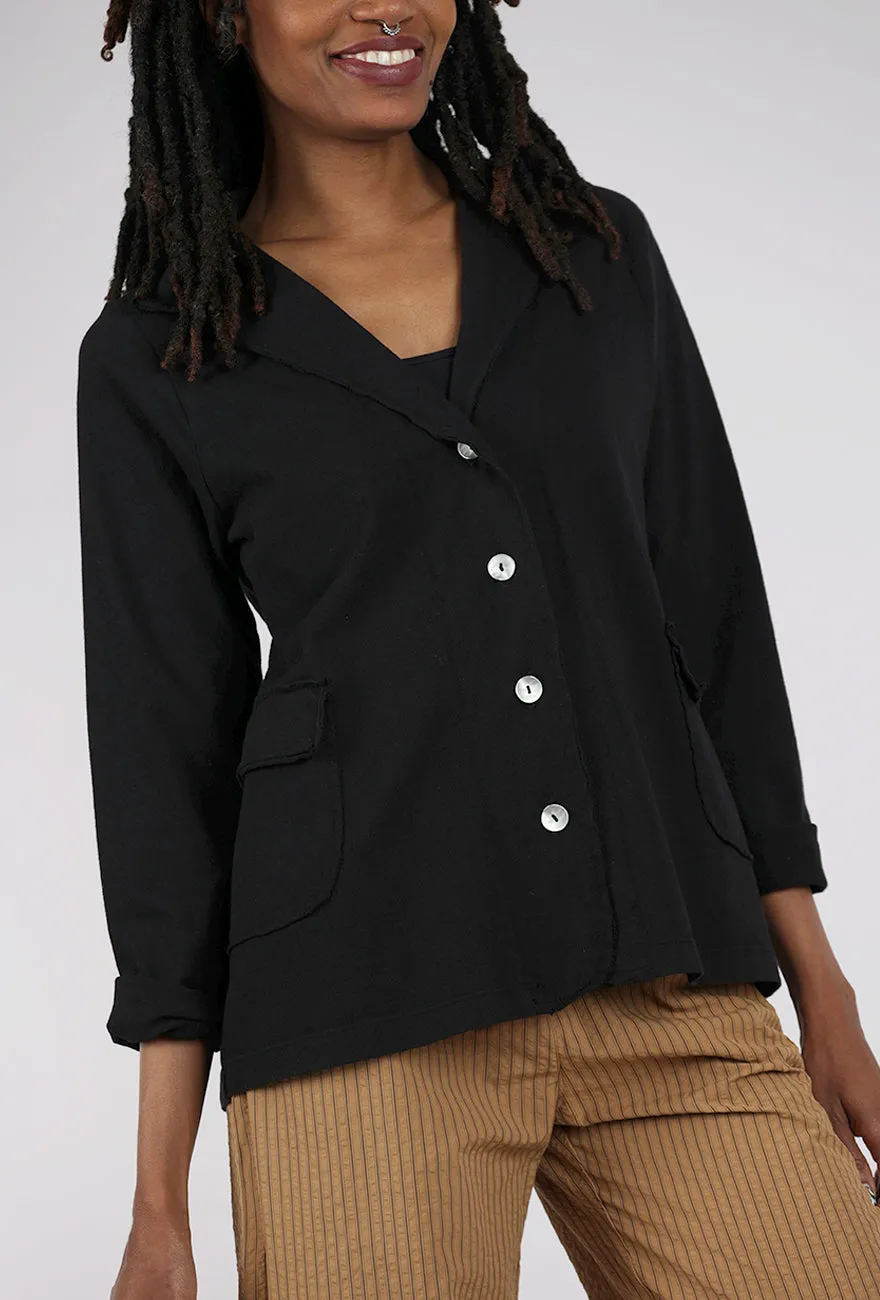 Cozy Fit Paper Cotton Blazer, Black