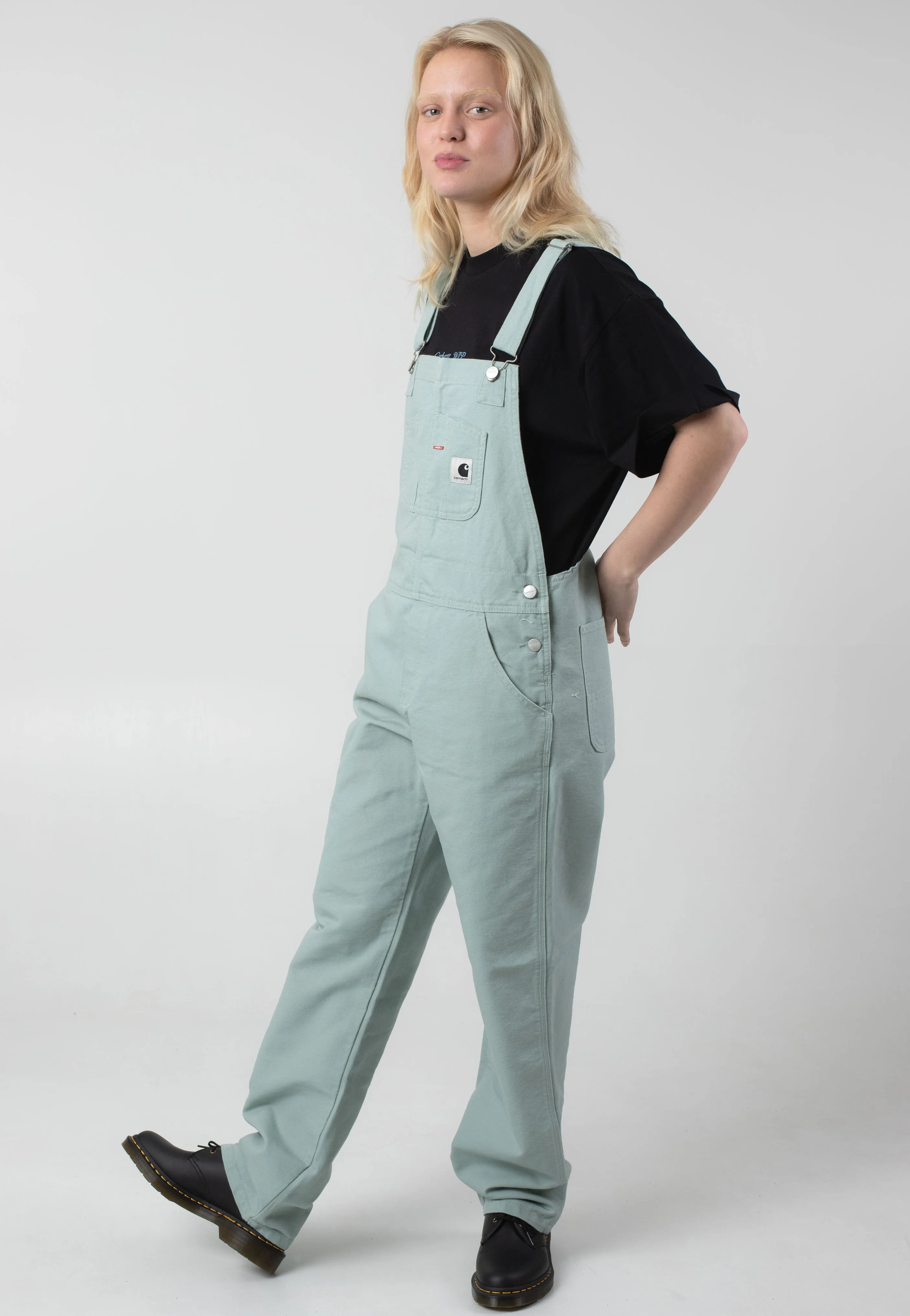 Cozy Stretch Carhartt WIP - W' Bib Straight Rinsed Frosted Green - Dungarees