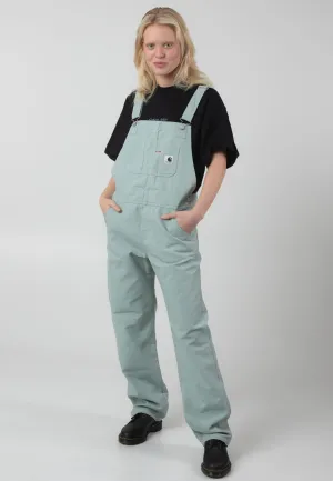 Frayed hem Fresh Fit Carhartt WIP - W' Bib Straight Rinsed Frosted Green - Dungarees