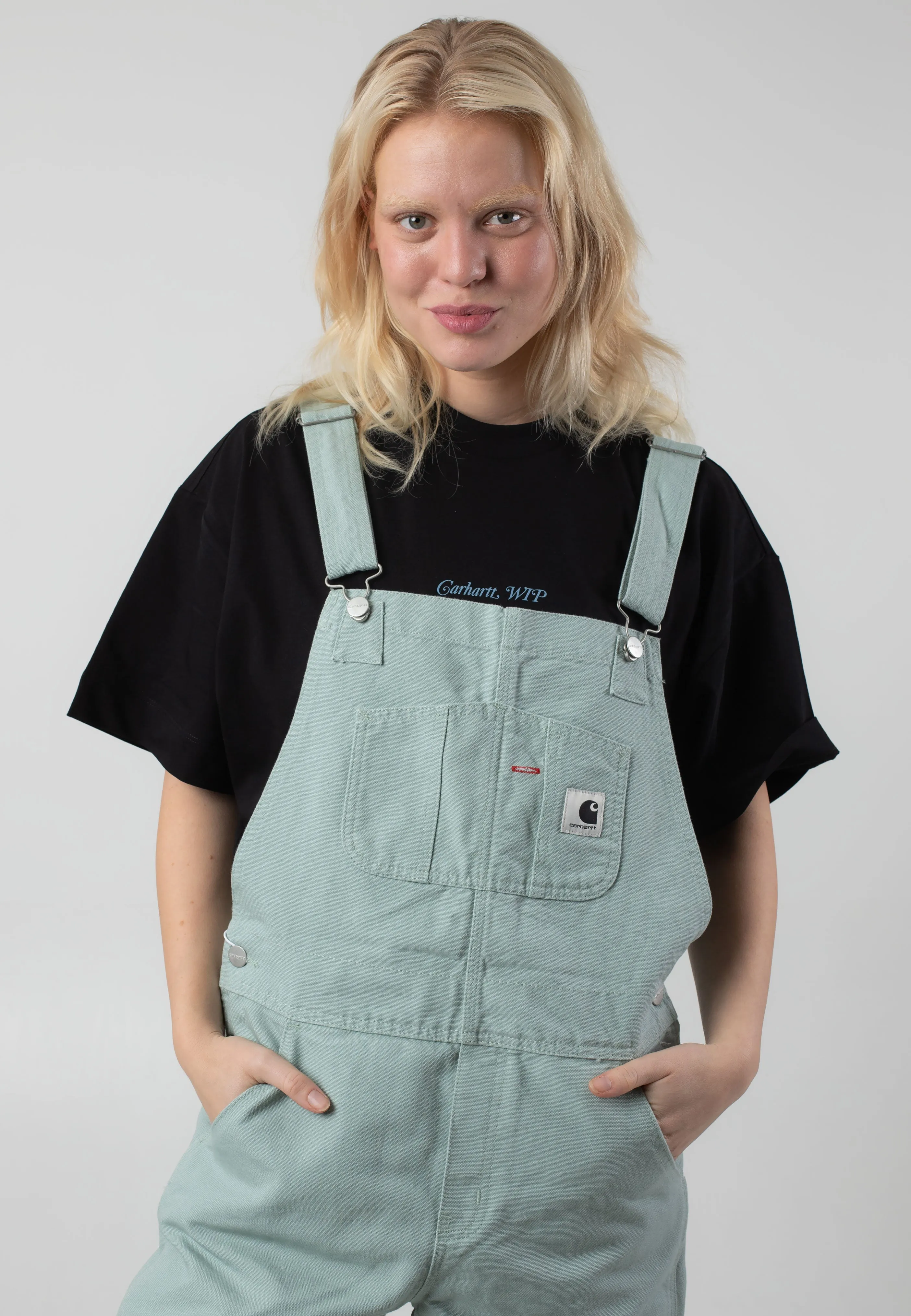 Cozy Stretch Carhartt WIP - W' Bib Straight Rinsed Frosted Green - Dungarees