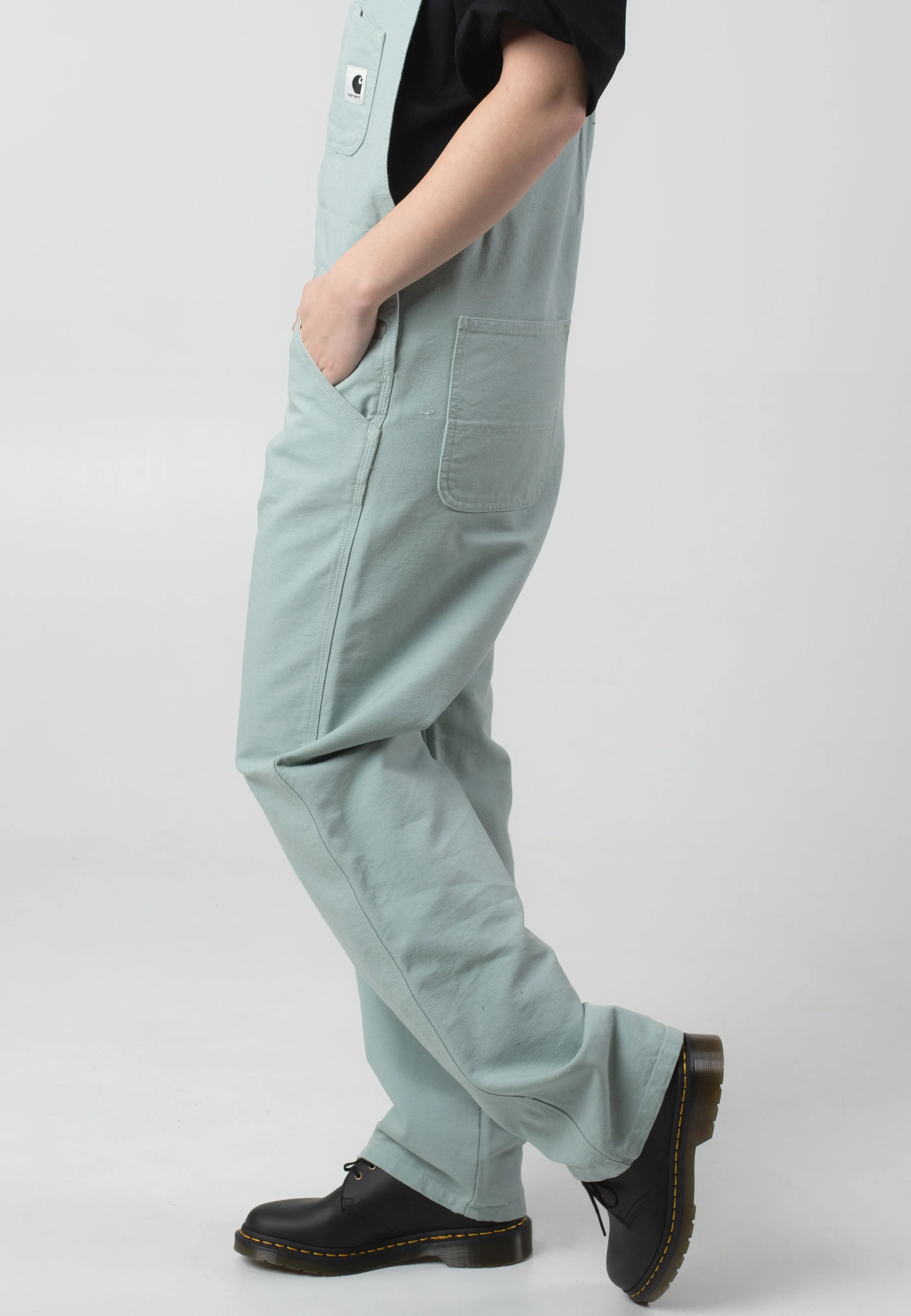 Cozy Stretch Carhartt WIP - W' Bib Straight Rinsed Frosted Green - Dungarees