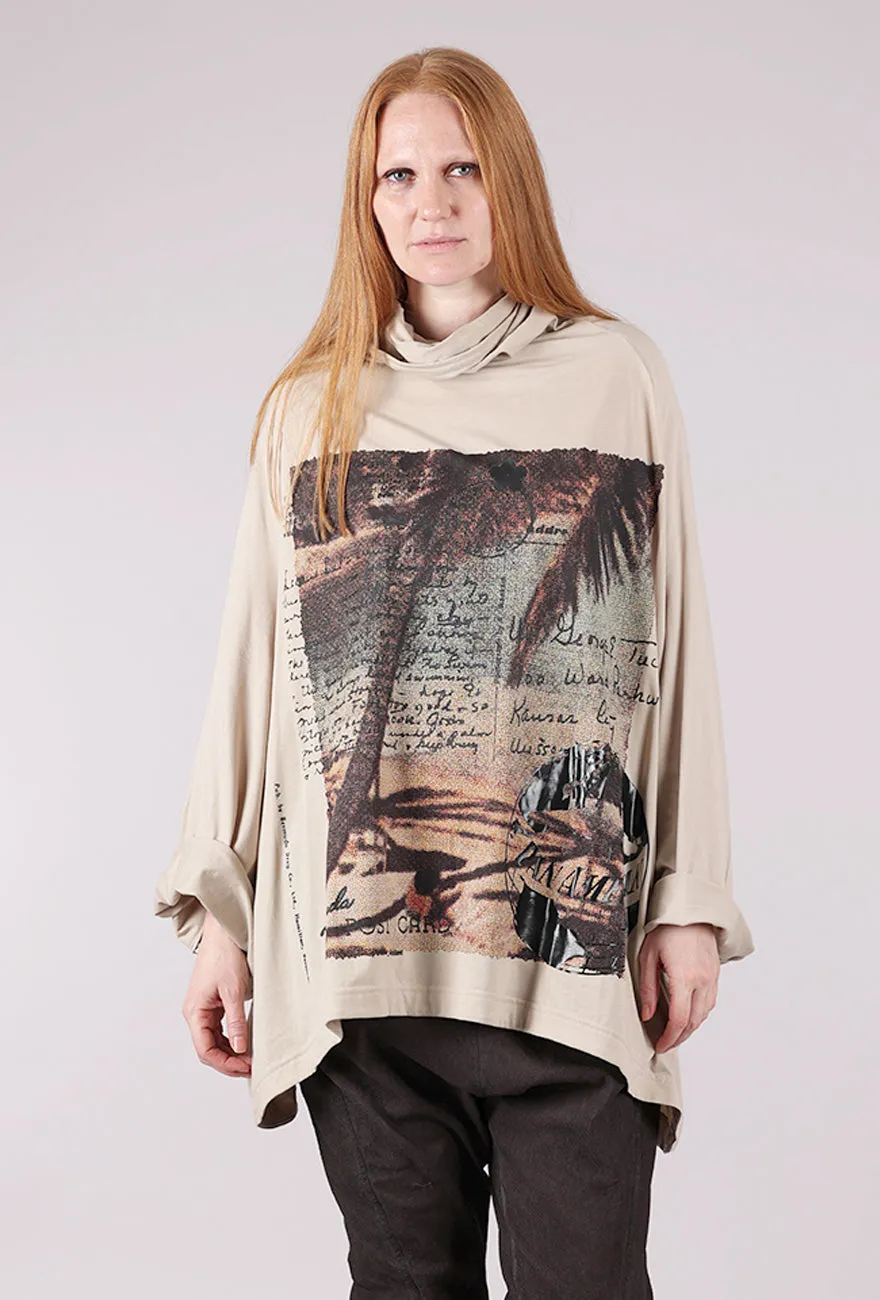 Asymmetrical Design Swing Postcard Tunic, Wakiki Sand