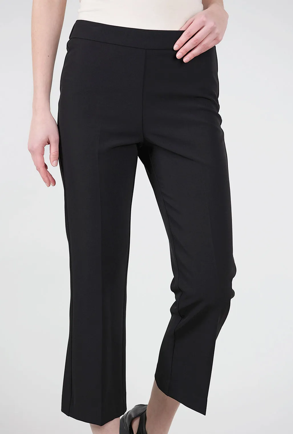 Crepe Crop Flare Pant, Black Comfortable Touch