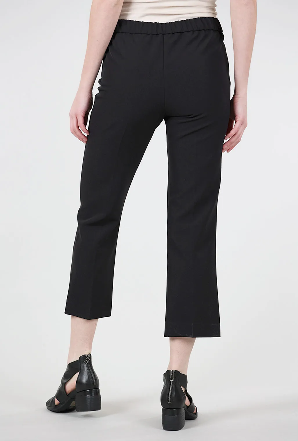 Crepe Crop Flare Pant, Black Comfortable Touch