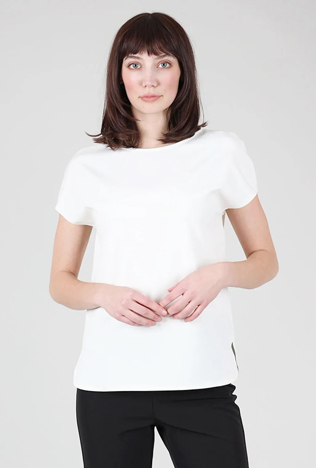 Simple Crepe Top, Ivory Neutral Colors