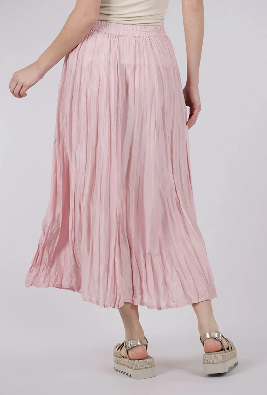 Crinkle Silk Skirt, Petal Pink Fresh Silhouette