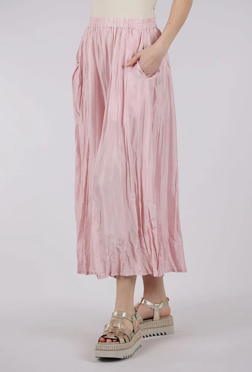 Crinkle Silk Skirt, Petal Pink Fresh Silhouette