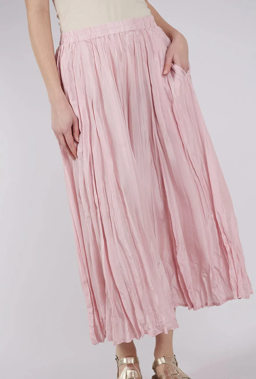 Crinkle Silk Skirt, Petal Pink Fresh Silhouette