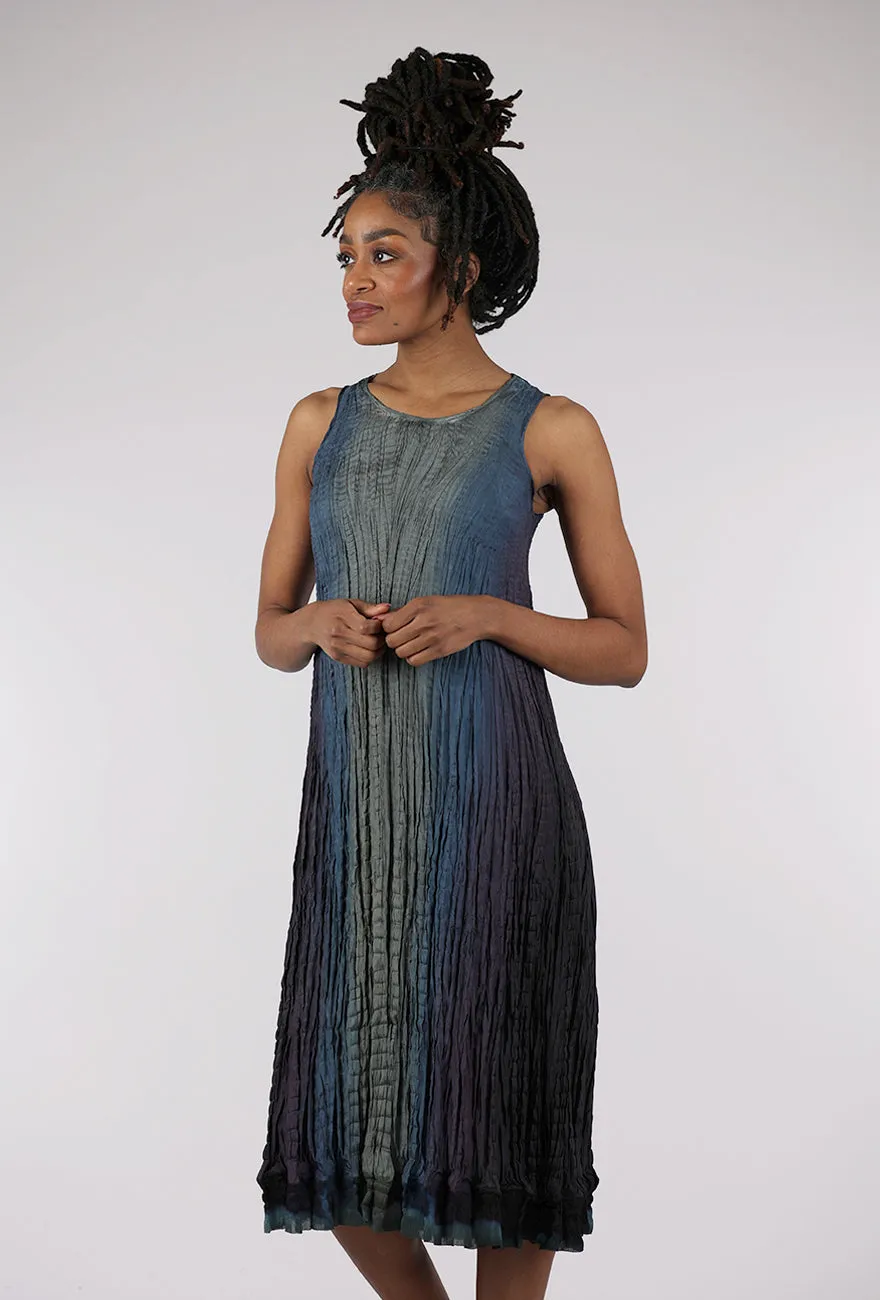 Crinkled Hand-Dyed Silk Dress, Storm Gray Modern looks