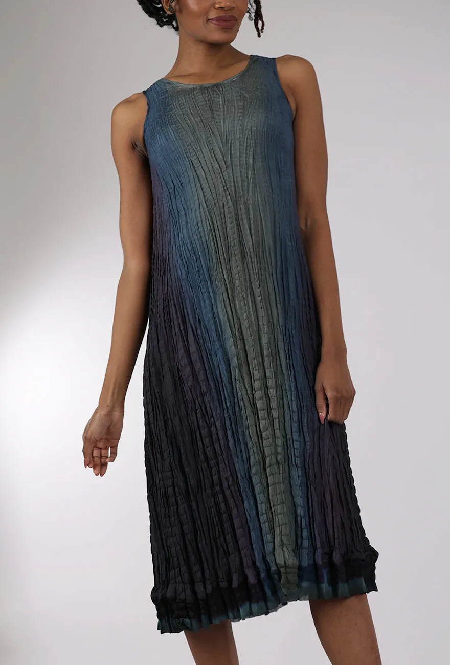 Crinkled Hand-Dyed Silk Dress, Storm Gray Modern looks