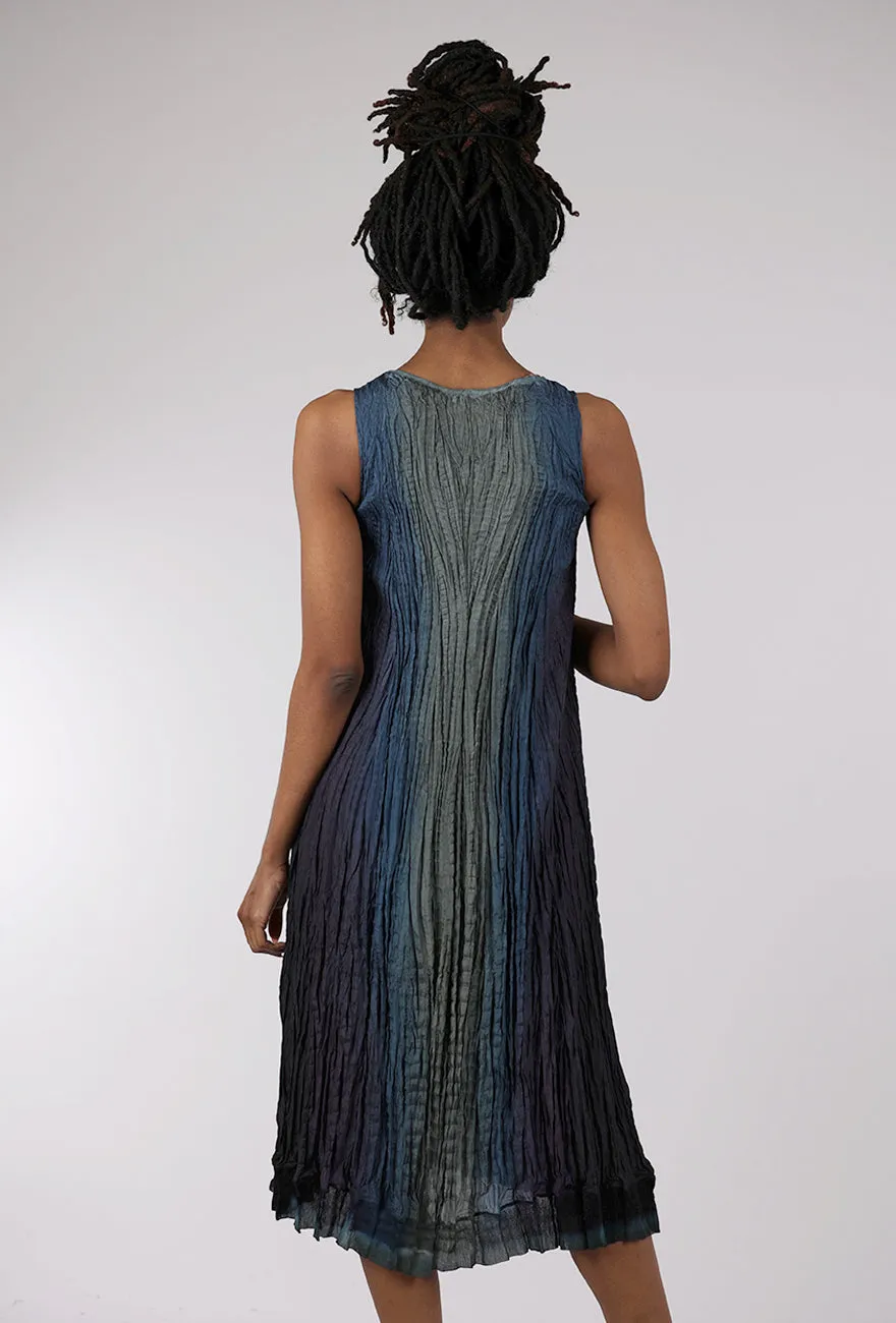 Crinkled Hand-Dyed Silk Dress, Storm Gray Modern looks