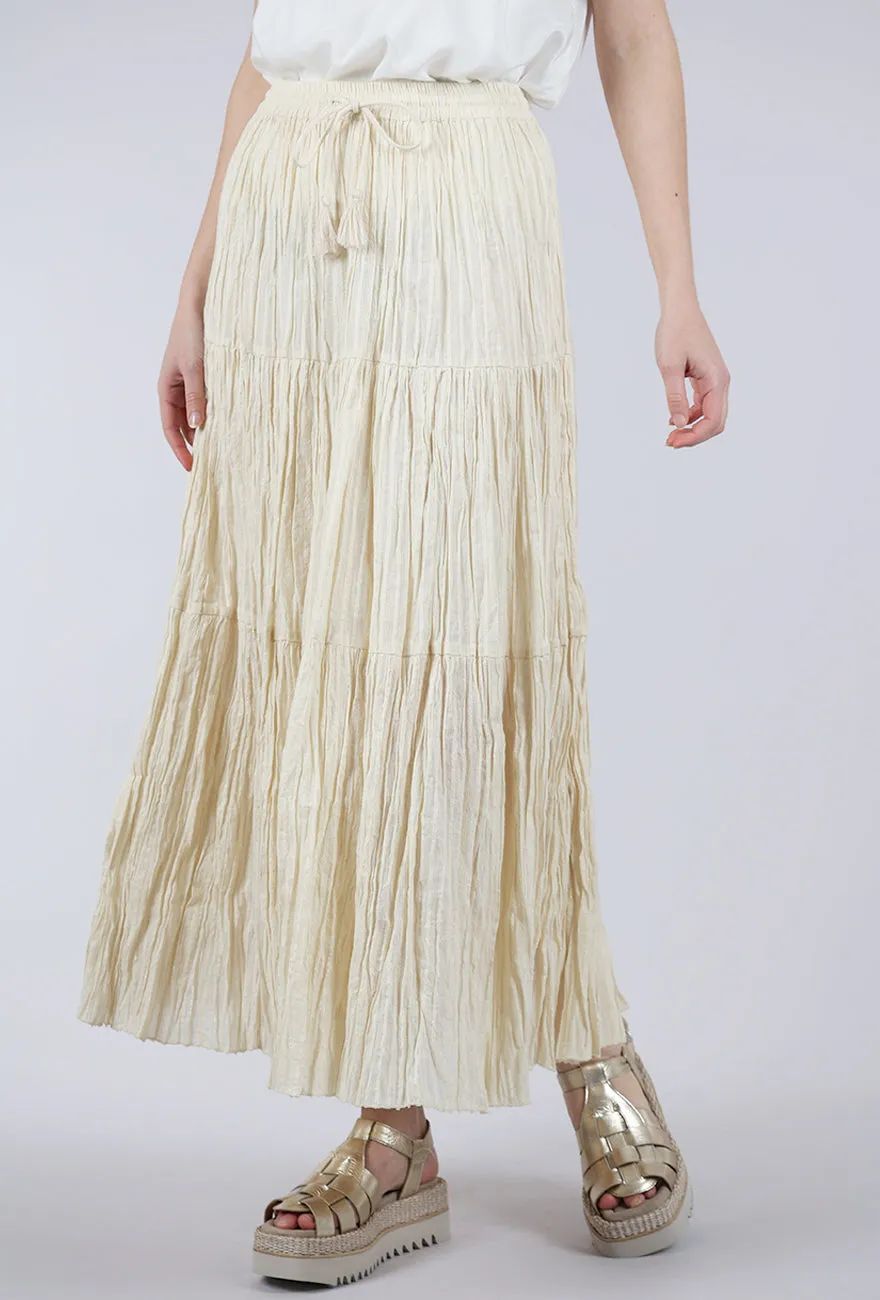Soft Movement Crinkle Glitter Skirt, Cream