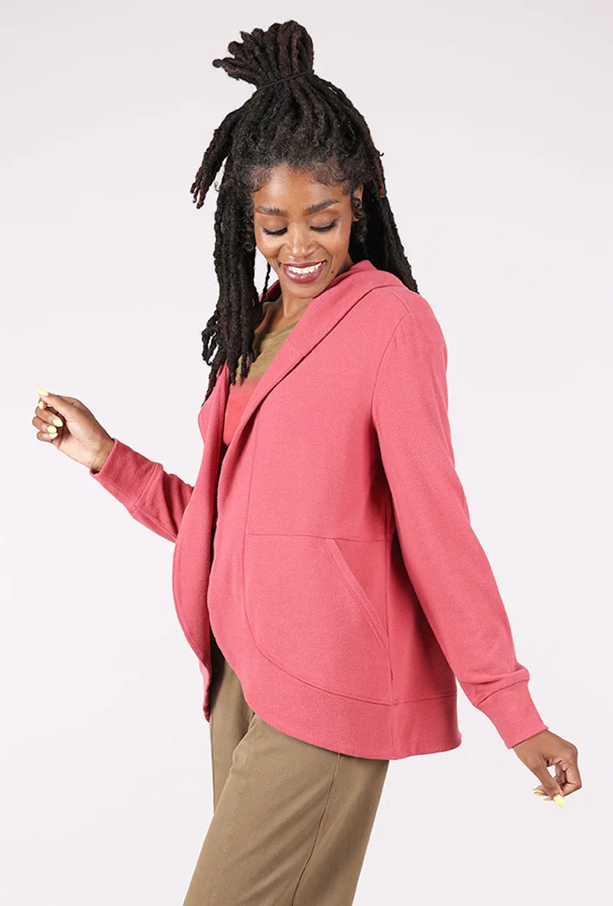Crisp Non-deforming Butter Rib Knit Comfort Cardie, Garnet
