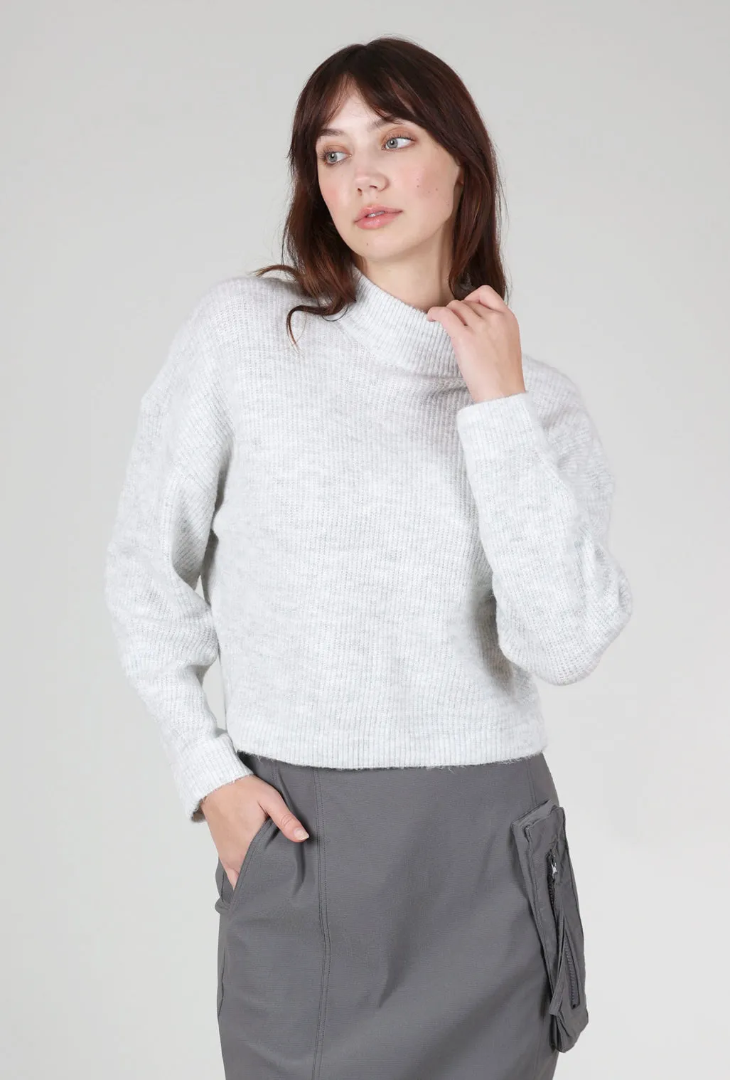 Trendy casual knit Nola Sweater, Heather Gray