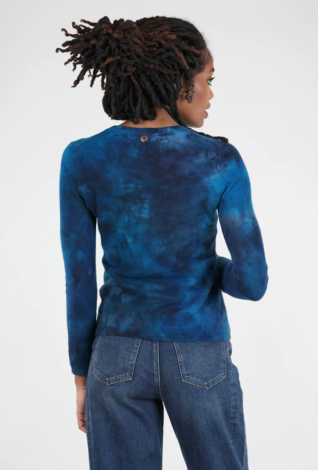 Crisp Shaped Serpentine Fitted Cashmere Crew, Midnight