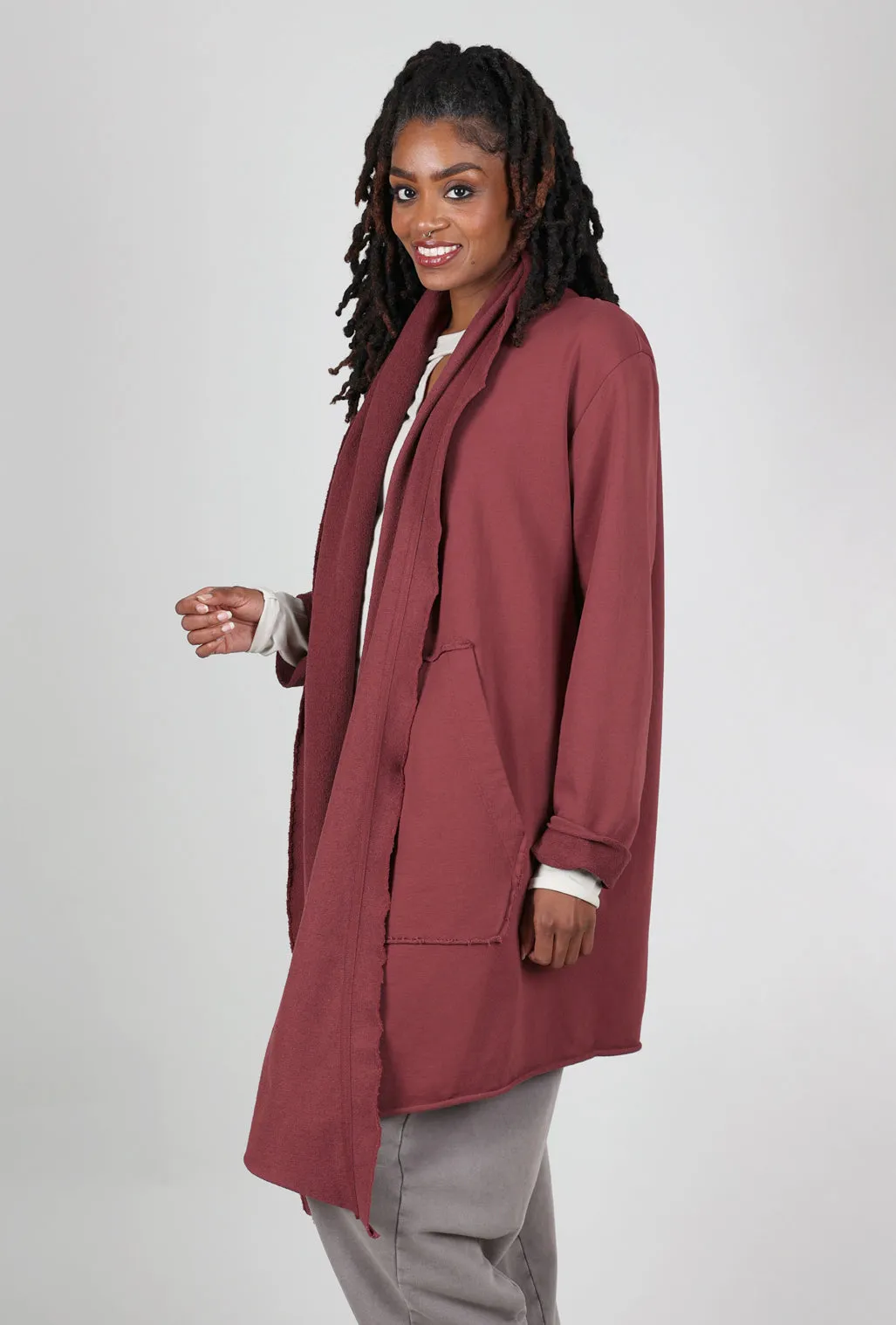 Crisp Shaped Shawl Collar Cardie, Rust