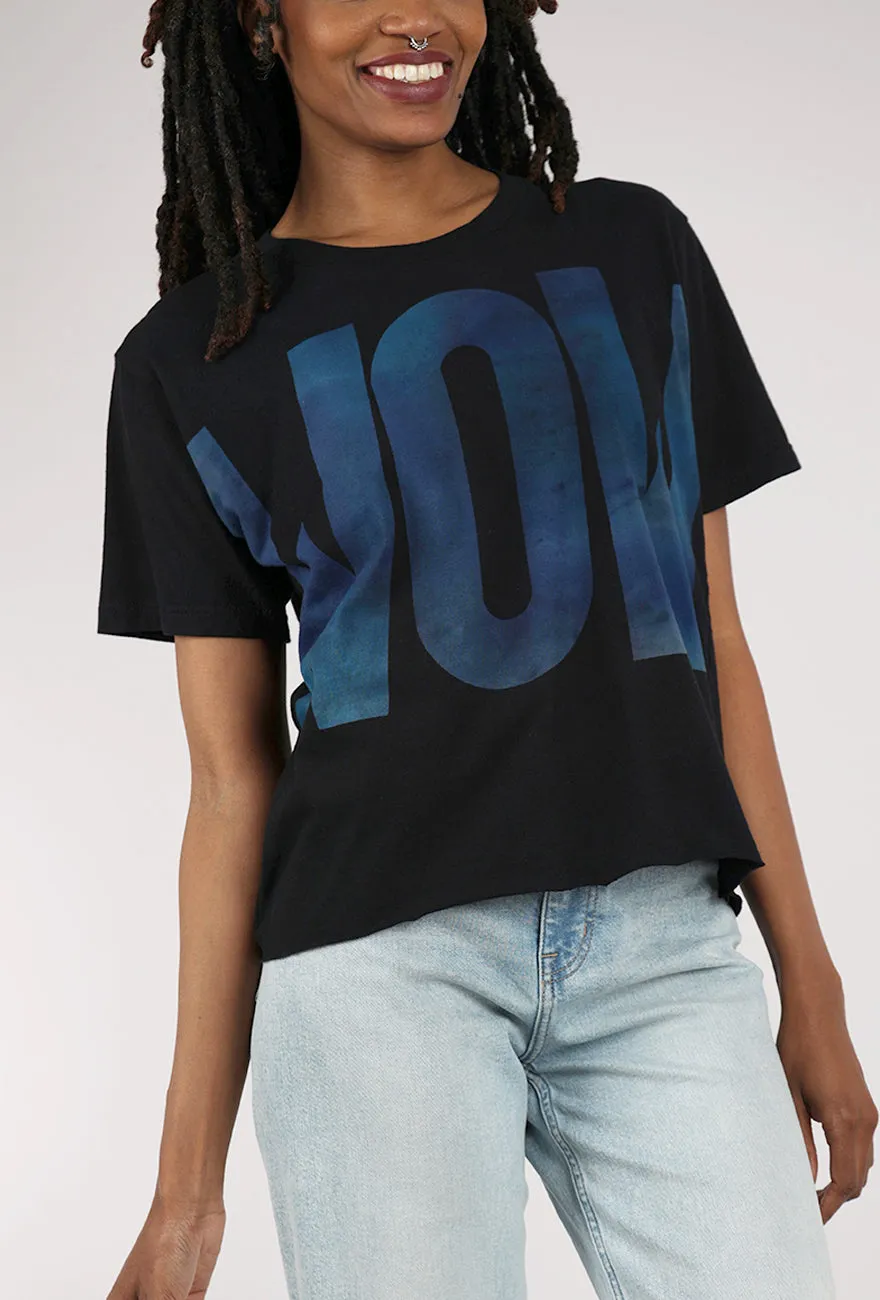 Crop WOW Tee, Black/Blue Breakthrough - cutting - edge