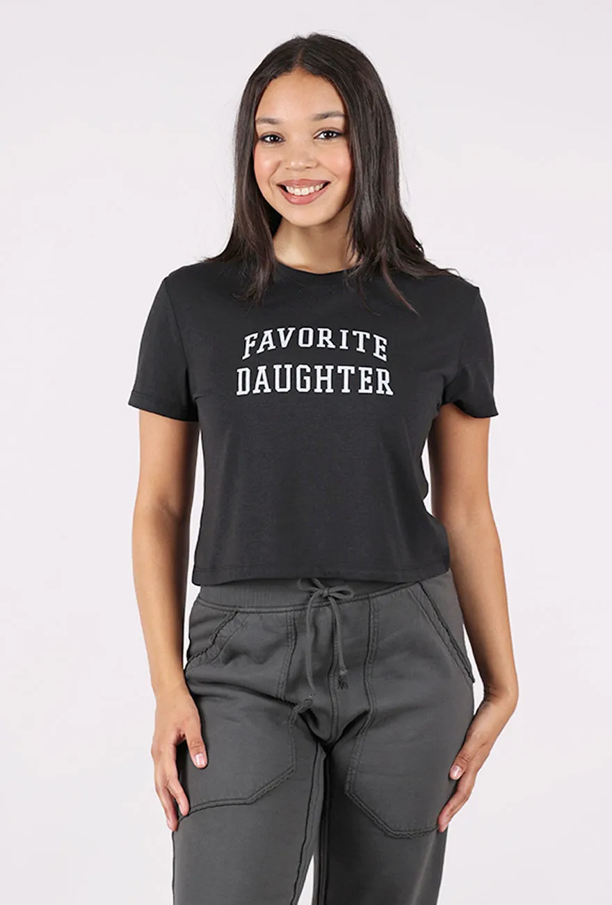 Cropped Collegiate Tee, Black Vintage authenticity