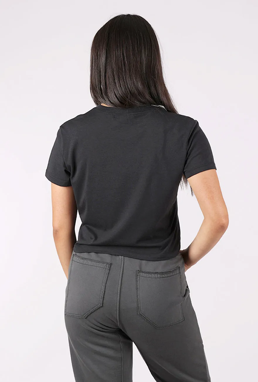 Cropped Collegiate Tee, Black Retro - modern - classic - modern