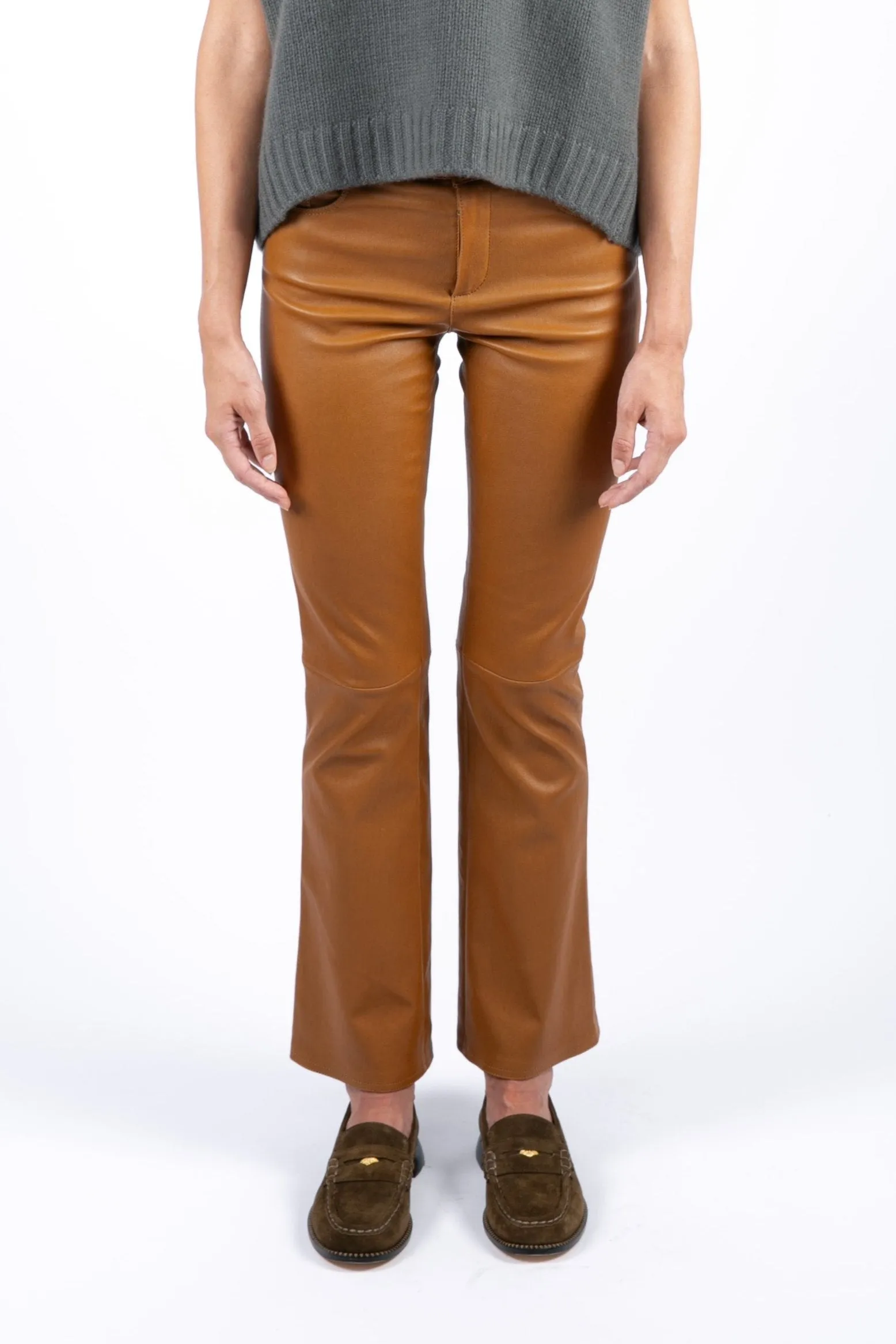 Go Anywhere Timeless casual Cropped Flare Canyon Leather Pants