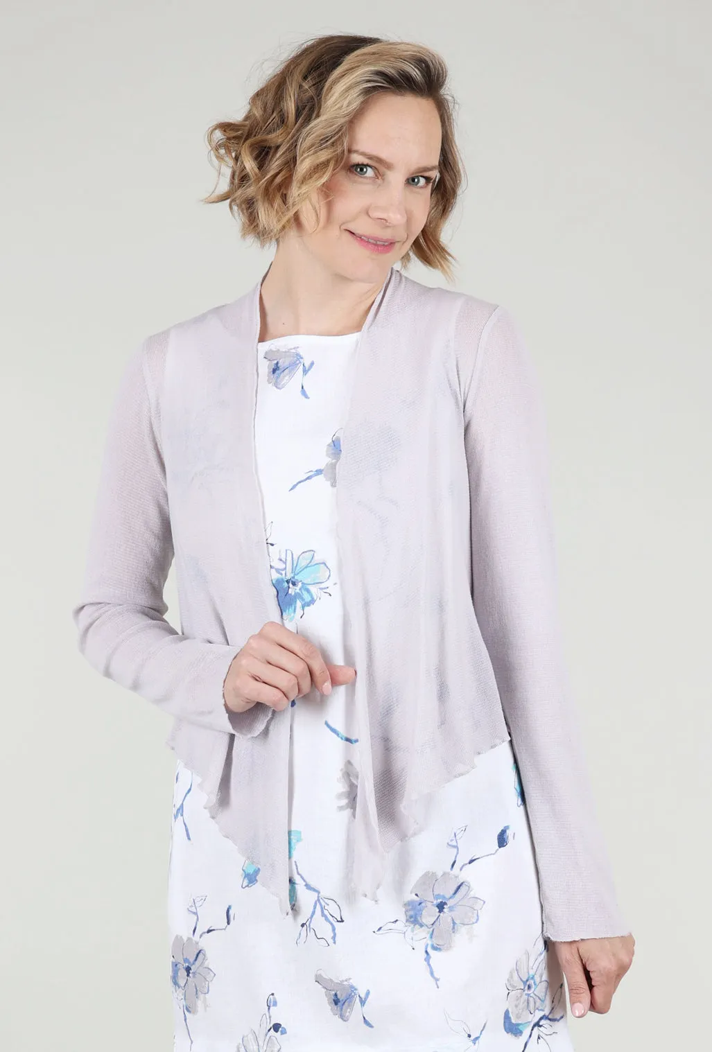 Cropped Tulle Cardie, Aluminum Classic knitted piece Practical knitted top