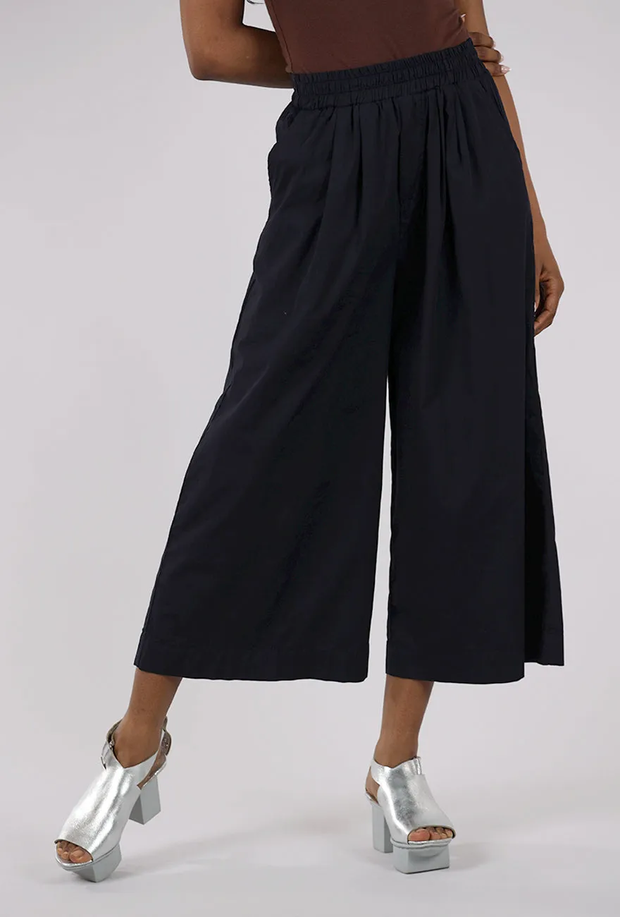 Travel Fit Cropped Wide Leg Trouser, Navy