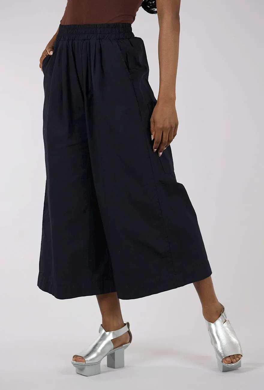 Cropped Wide Leg Trouser, Navy Soft Touch