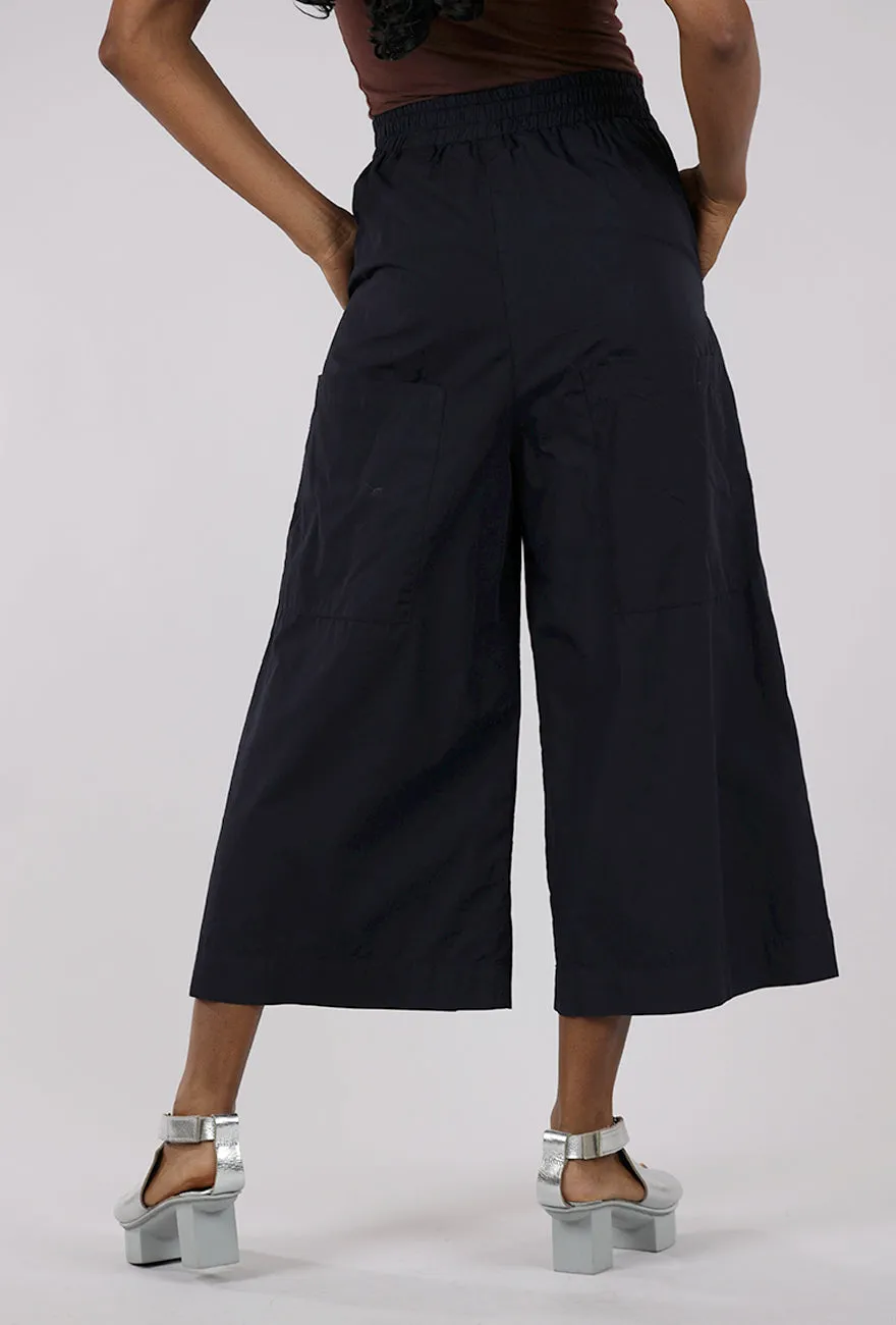 Cropped Wide Leg Trouser, Navy Soft Touch