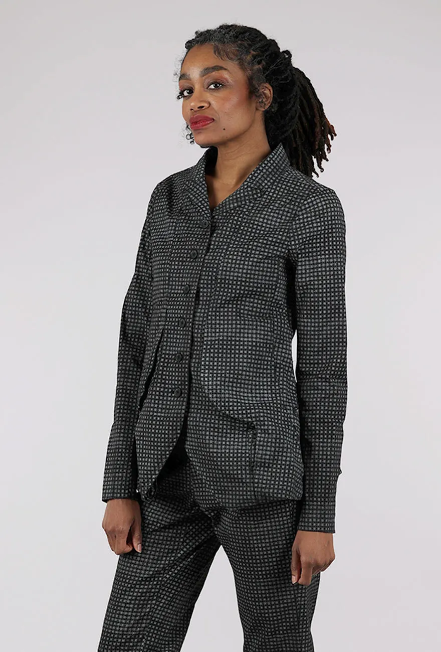 Culottes style Cotton Check Flap Pocket Jacket, Black